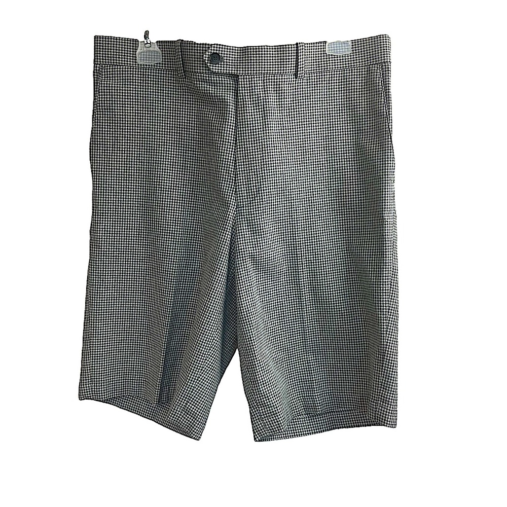 NWT Men's Carnoustie Palmer Flat Front Golf Shorts Gray & White Plaid Size 34
